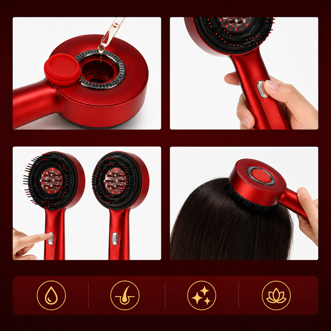 Brosse de massage du cuir chevelu hairgrow pro 3-en-1 – pour une meilleure pousse des cheveux & un cuir chevelu détendu